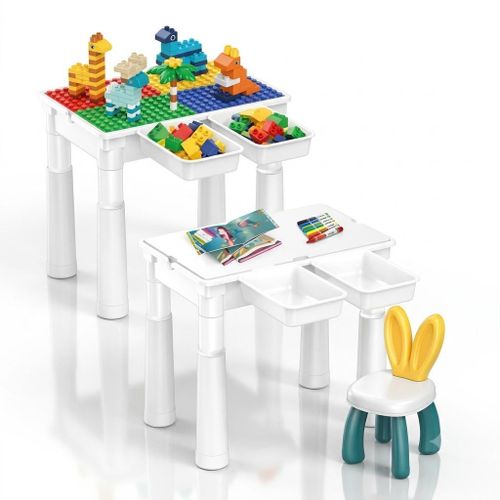 Little Geniuses Table 3 in 1 (for building, learning and playing) with a cute bunny chair.