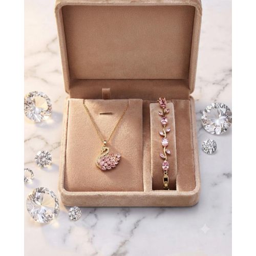 Elegant Swan Pendant Chain & Matching Bracelet Set (Anti-Tarnish) – Graceful, Feminine, and Captivating