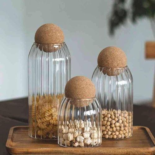 Glass jars Set With Wood Lid (3 Pieces)