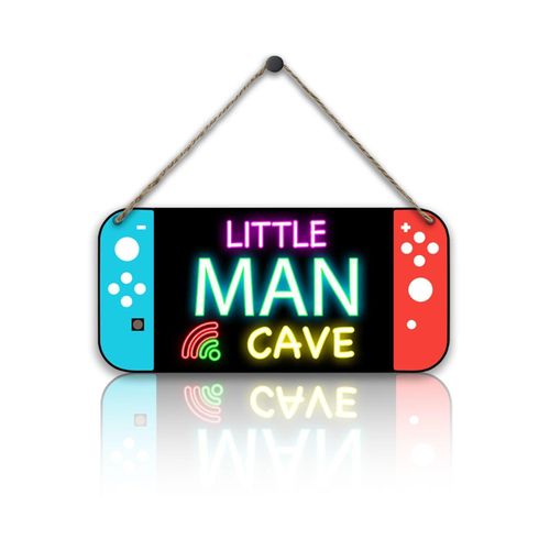 Neon Game Console Wooden Sign - Hanging Decor Little Man Cave Plaque Bedroom And Living Room Wall Decorations For Game Lovers Christmas Gifts Birthday Gifts For Boys Sons Teenagers(6x12)