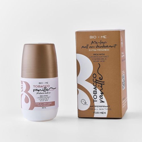 Whitening roll on for him, tobacco vanille 50ml. rich with kojic acid, vitamin B5, vitamin E, licorice extract. New lotion formula that protects against sweat for 48 hours