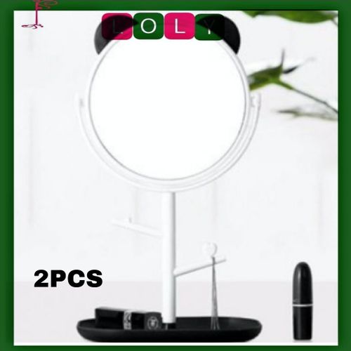 Set of 2 Stylish Mirrors with Accessory Holders for Convenience and Better Organization
