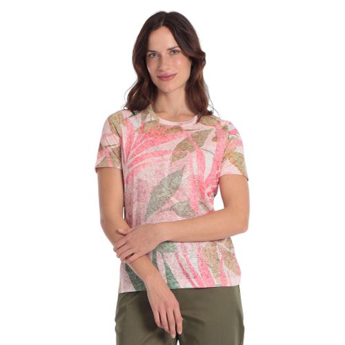 Printed T-shirt with tropical leaf design
