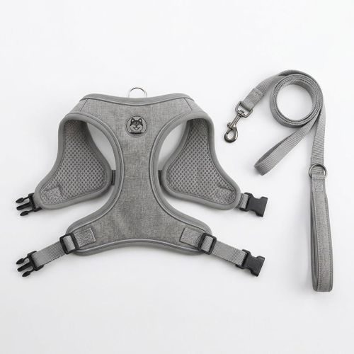Reflective Dog Harness No Pull Breathable Mesh Pet Vest Adjustable Step In Walking Harness Heavy Duty Metal Ring Safety Control Strap Small Medium Large Dogs Puppy Collar Alternative Grey