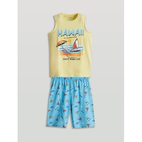 Crew Neck Boys Shorts Pyjama Set