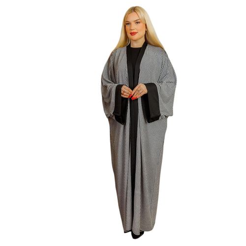 Open abaya, suitable for everyone, loose fit, made of scuba crepe material.