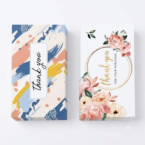 Elegant Double-Sided Thank You Cards for Customers - 120 Pieces