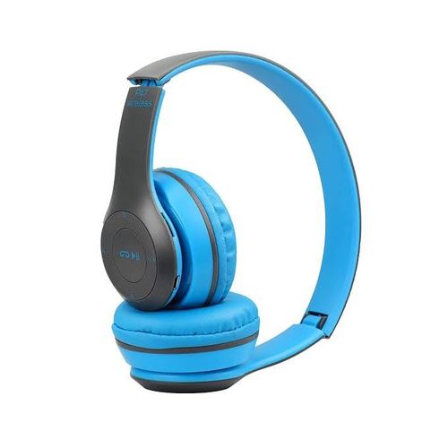 P47 Bluetooth Headphones That Support A Memory Card And Calls - Blue