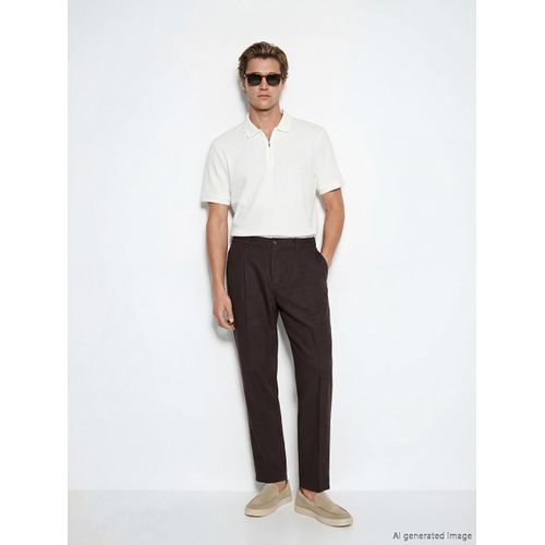Regular Fit Viscose Men's Pleated Trousers