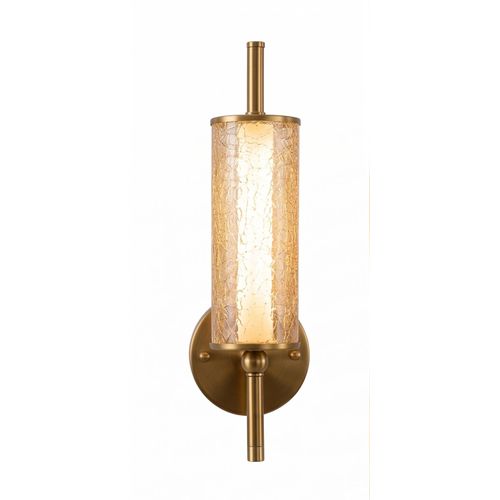 Modern Matte Gold Wall Sconce with Crackle Glass Shade