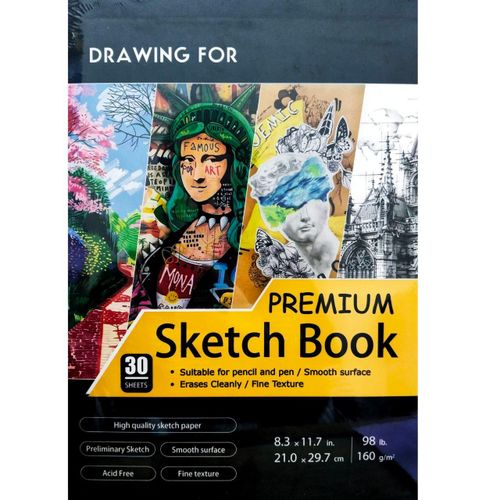 Premium A4 Sketch Book – 160gsm – 30 Sheets – Acid Free Drawing Paper