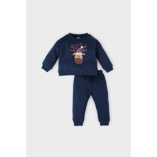 Baby Boy Bike Neck Regular Fit Knitted Set - Navy