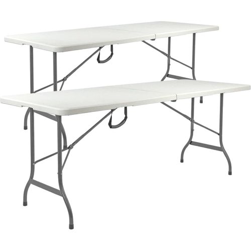 MBI - Folding Table Garden Perfect As A Buffet Camping Table Kitchen Folding Coffee Tables with Handle Space Saving Table (180x70x74 DOUBLE PACK)