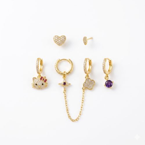 set of gold-tone stainless steel stud and hoop earrings.