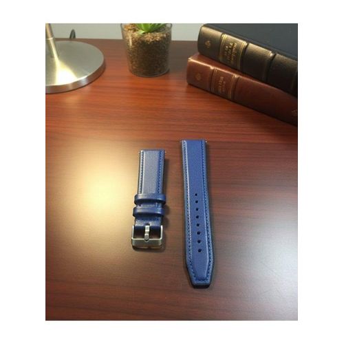 Hybrid Silicone Leather Watch Band Compatible with Amazfit GTR 4/GTR 3 Pro/GTR 3/GTR 2e/GTR 47mm/Stratos 3/Stratos 2, 22mm (Blue)