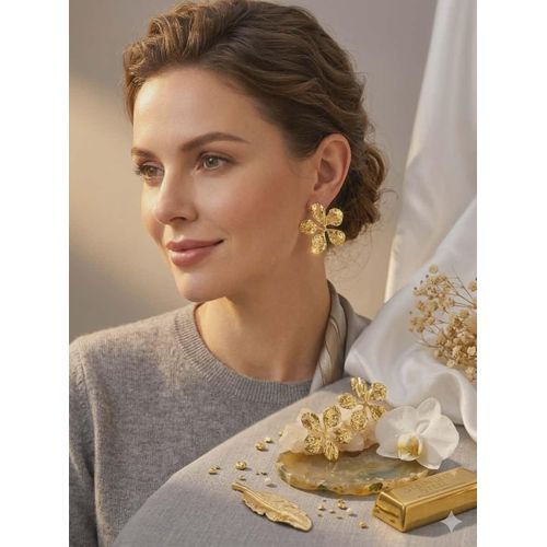 Stainless steel gold flower Earrings