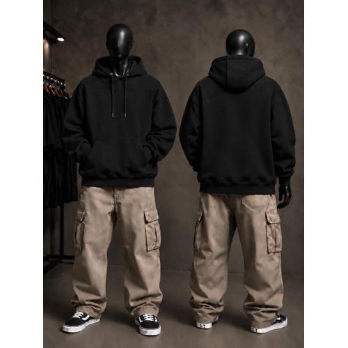 Men’s Oversized Winter Hoodie-plain – melton Lined, Warm, Comfortable, Anti-Pilling & Shrink-Resistant