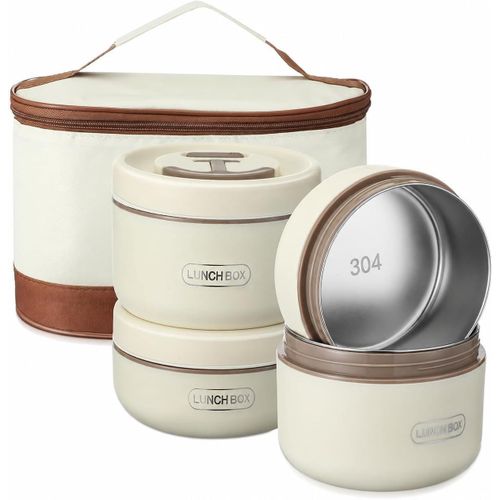Premium Healthy to Use, Easy to Clean, BPA Free, Portable Insulated Lunch Containers with Bag, 4 Tier Stackable Stainless Steel Boxes with Leakproof Food Container for Adult Men Women Kids