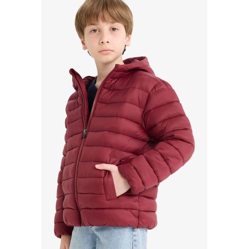 سترة واقية من الماء بنمط مبطن بسحاب وغطاء للرأس للأولاد