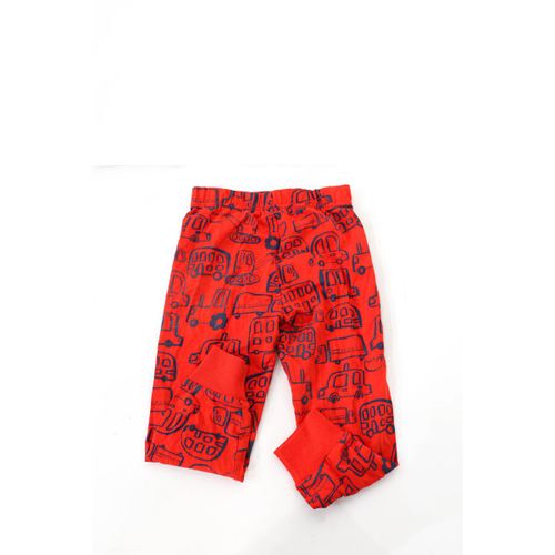 Children's red pants with car prints, size 2-3 year-RED -2-3Y