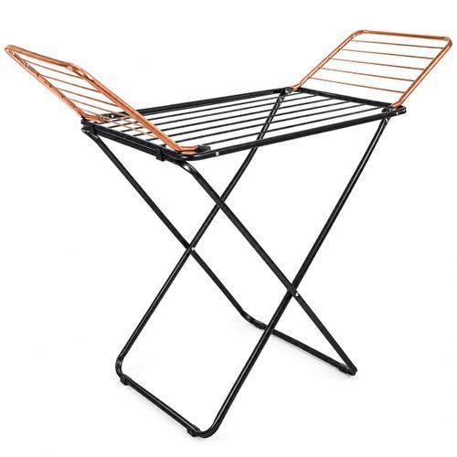 Foldable Galvanized Steel Clothes Drying Rack Black with Copper or Gold Finish 145×60×160 cm – Heavy Duty Rust Resistant Laundry Rack