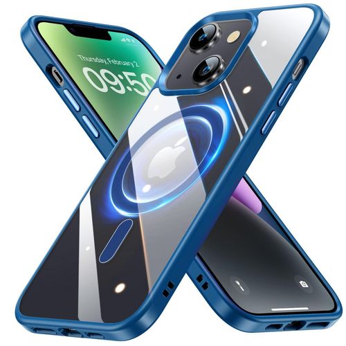 Clear TPU Case for iPhone 14 (6.1 Inch), Compatible with MagSafe accessories, Shock-absorbing protection, Anti-fingerprint finish - Blue