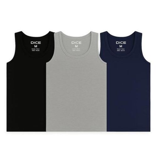 Pack Of 3 Sleeveless Solid Men T-shirt - 100 Cotton