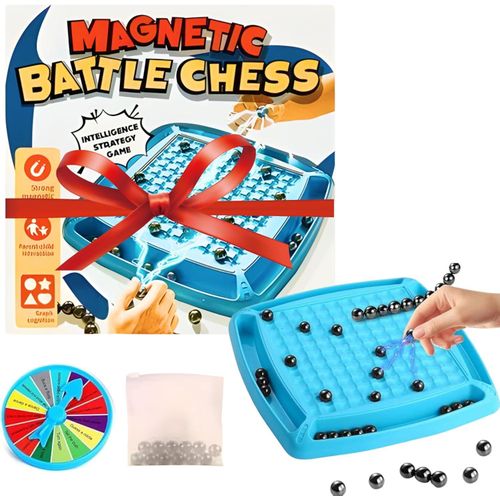 Game of magnetic ajedrez 2024, magnetic stones with leather with table of ajedrez and wheel of castigo, game of strategy with rocks, game of party familiar for children and adults