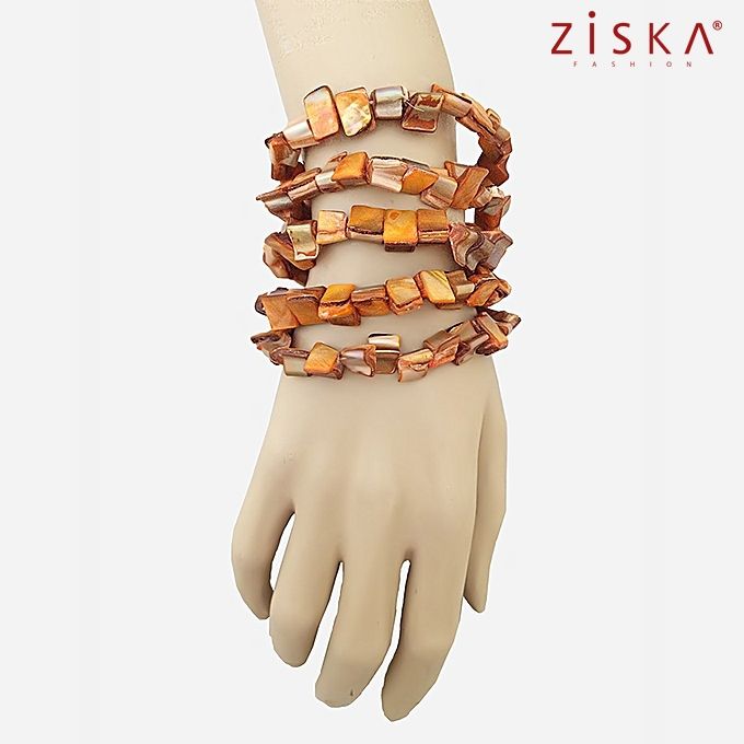 اشتري ZISKA Set Of Stone Bracelet - Orange في مصر