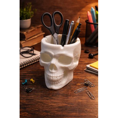 حامل أقلام جمجمة ثلاثي الأبعاد – لمسة جريئة لمكتبك!
