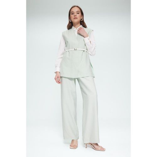 Woman Wide Leg Trousers - Mint