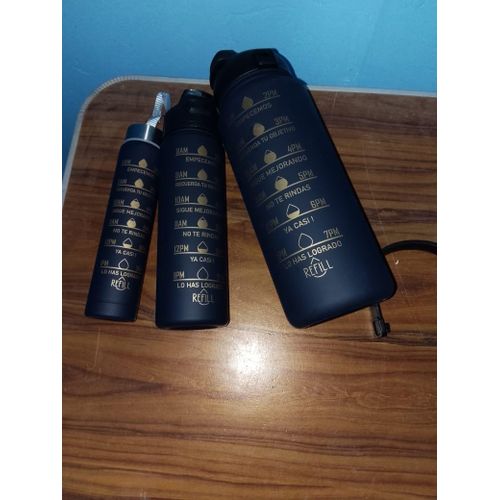 Sports Water Bottles Set of 3, Motivational Sports Water Bottle with Time Capacity Marker BPA Free Big Large Gym Cycling Water Bottle Cup Jug for Kids School Outdoor Fitness