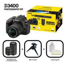 D3400 - 24.2 ميجا بكسل DSLR كاميرا مزودة بعدسة VR AF-P DX NIKKOR 18-55 ملم وأدوات للعدسة 70-300 ملم