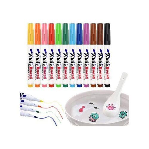 Magic Water Drawing Pens Set 12 Colors Interactive Whiteboard Marker Floating Drawing Pens Eco Friendly Educational Art Markers