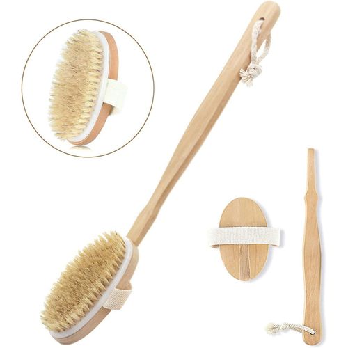 Wooden Handle Natural Back Scrubber For Bathing Bath Brush Loofah With Long Handle Back Bath Scrubber Bath Brush For Men And Women Loofah For Back Bathing