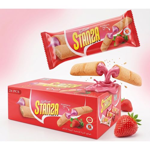 Crispy Corn Fingers Filled with Rich Strawberry Cream - 24 Pieces