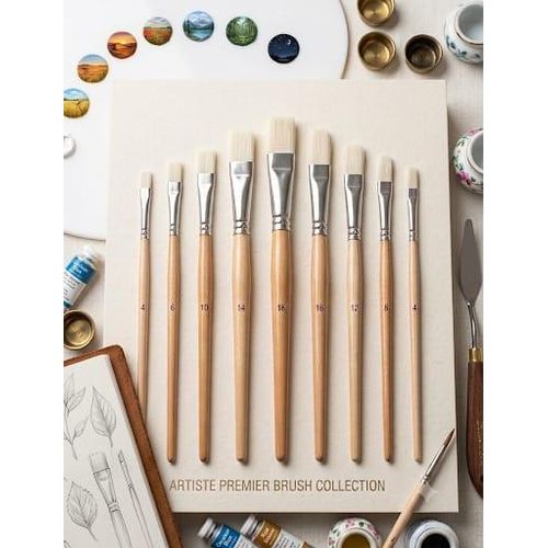 Brushes - Different Sizes Set - 9 Flat Brushes