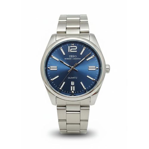 Men's Quartz Watches Stainless Steel Silver & Dark Blue S1328G