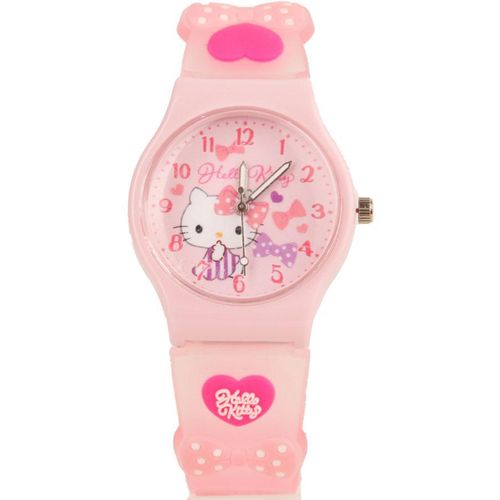 Kids Wrist Watch with Cartoon Designs – Comfortable Silicone Strap – Pink Color