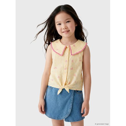 Peter Pan Collar Bow Printed Girl's Shirt
