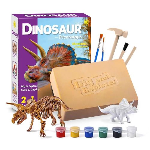 Eduman - Dinosaur Triceratops Dig and Explore 2 in 1 Activity Set - HW000