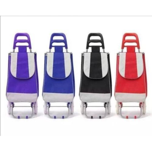 Shopping bag with metal wheels