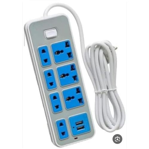 2500W Heavy Duty Power Strip with Individual Switches – 2-Meter Extension Cord, 3 Universal AC Outlets, and 4 Integrated USB Smart Charging Ports