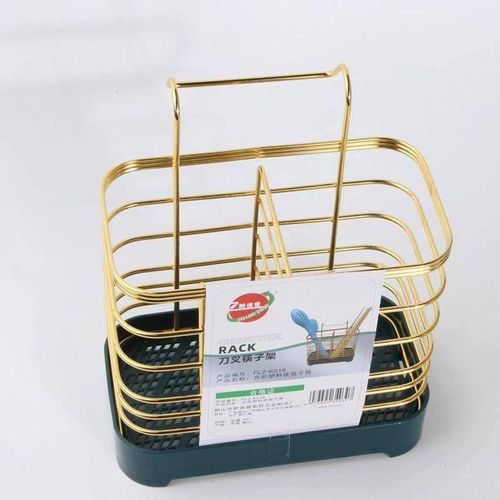 Luxury Gold Metal Cutlery Drainer Stainless Steel Flatware Holder & Organizer Modern Fork & Knife Strainer for Kitchen Counter & Buffet Decor