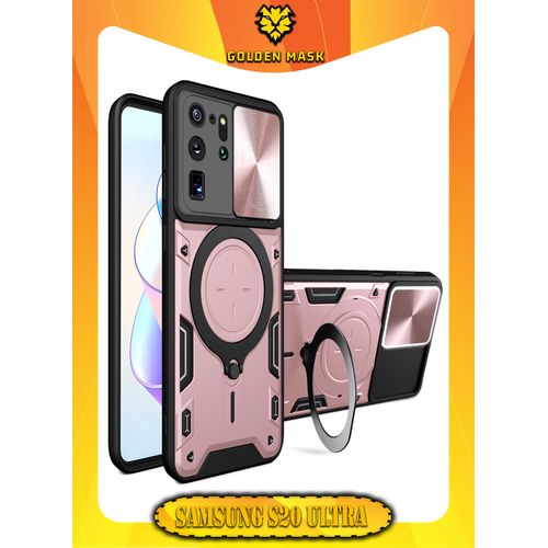 For Samsung Galaxy S20 Ultra Armored Camera Shield Cover Camera Lend Protection Built-in 360 Rose Gold