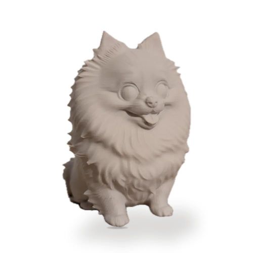 Pomeranian Dog Figurine, Cute Desk Decor – White