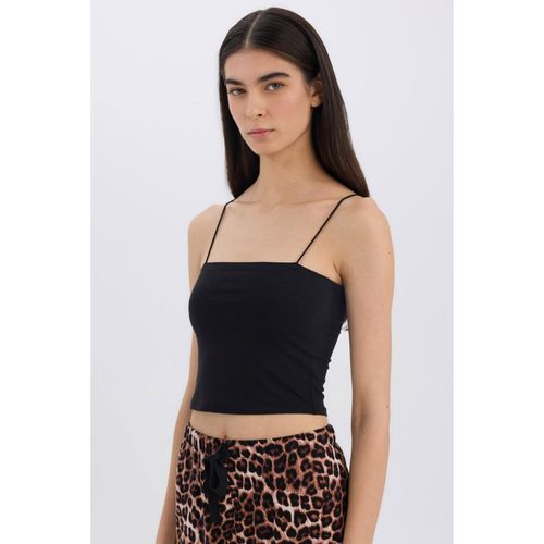 Crop Cotton Black Tank Top