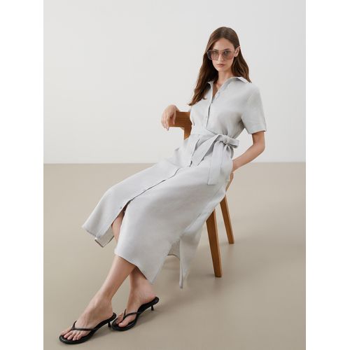 فستان قميص من كتان 100%