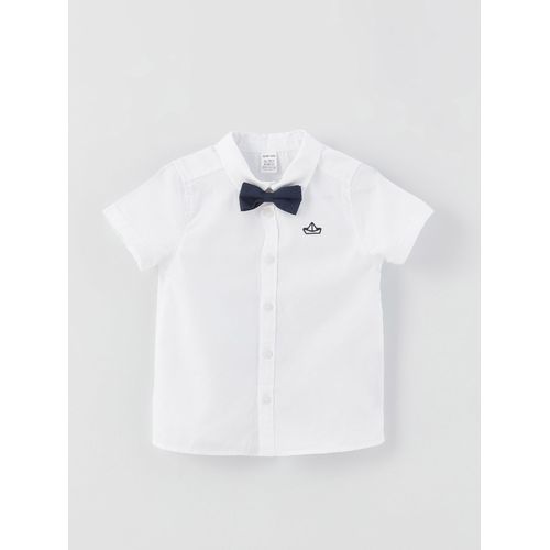 Short Sleeve Embroidery Detailed Baby Boy Shirt And Bow Tie 2-Pack