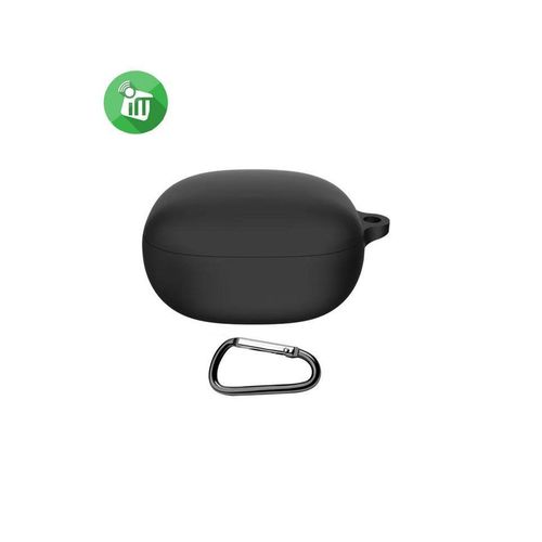 جراب سيليكون متوافق مع سماعات الأذن اللاسلكية Anker Soundcore K20i، غطاء جراب سماعة الأذن مع خطاف سلسلة المفاتيح، منفذ شحن يمكن الوصول إليه (أسود)